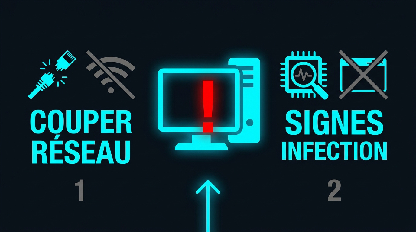 Alerte de sécurité informatique indiquant une infection virale sur un écran d'ordinateur
