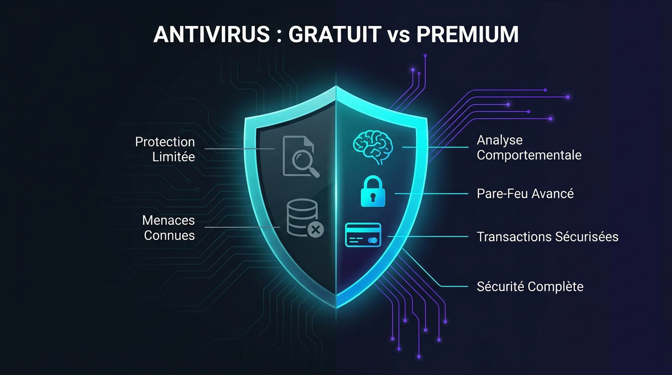 Comparaison entre les fonctionnalités d'un antivirus gratuit et premium