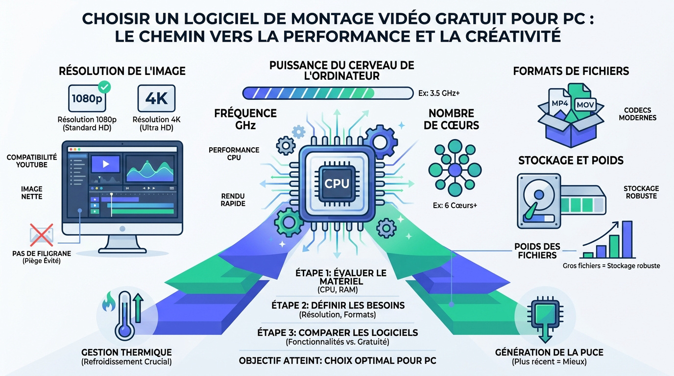 Technicien informatique expliquant comment choisir un logiciel de montage vidéo gratuit sur PC