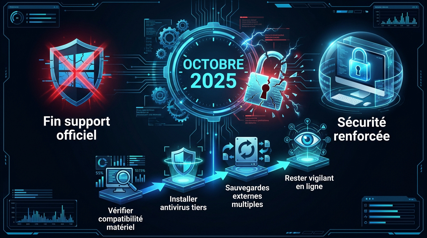Illustration de la fin du support de Windows 10 et de la sécurité informatique