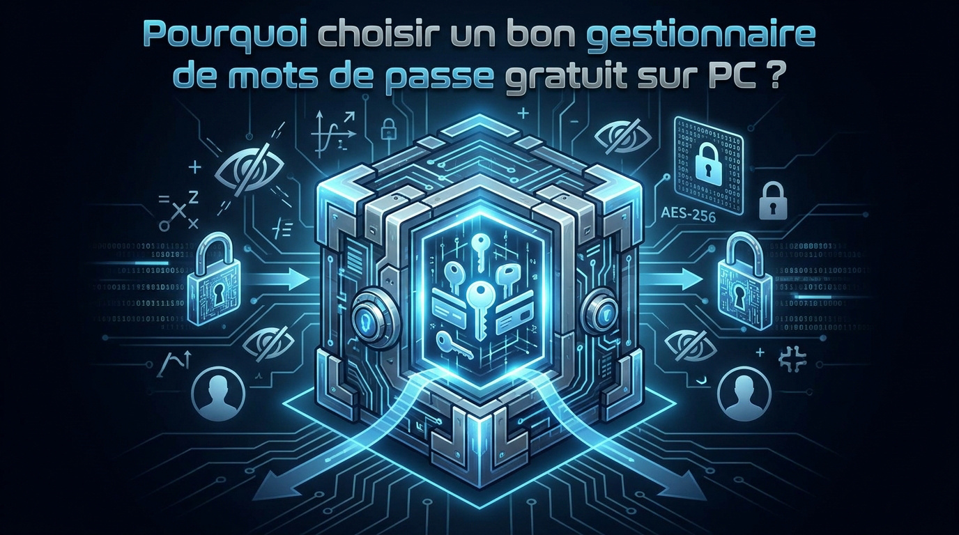 Représentation futuriste d'un coffre-fort numérique sécurisé pour ordinateur