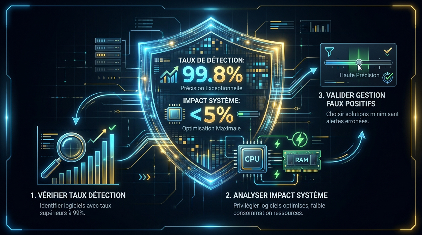Infographie comparative des critères de choix pour un logiciel de sécurité PC