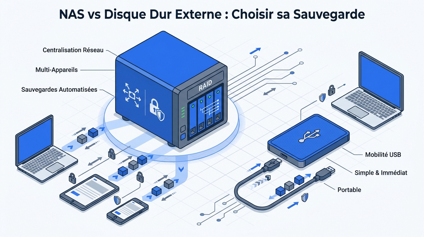 Comparatif NAS vs disque dur externe pour sauvegarde
